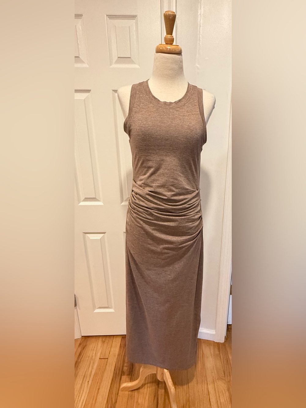 Lou & Grey Sleeveless Ruched Maxi Dress - Taupe